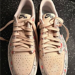 Nike Air Beige and Red Floral Sneakers